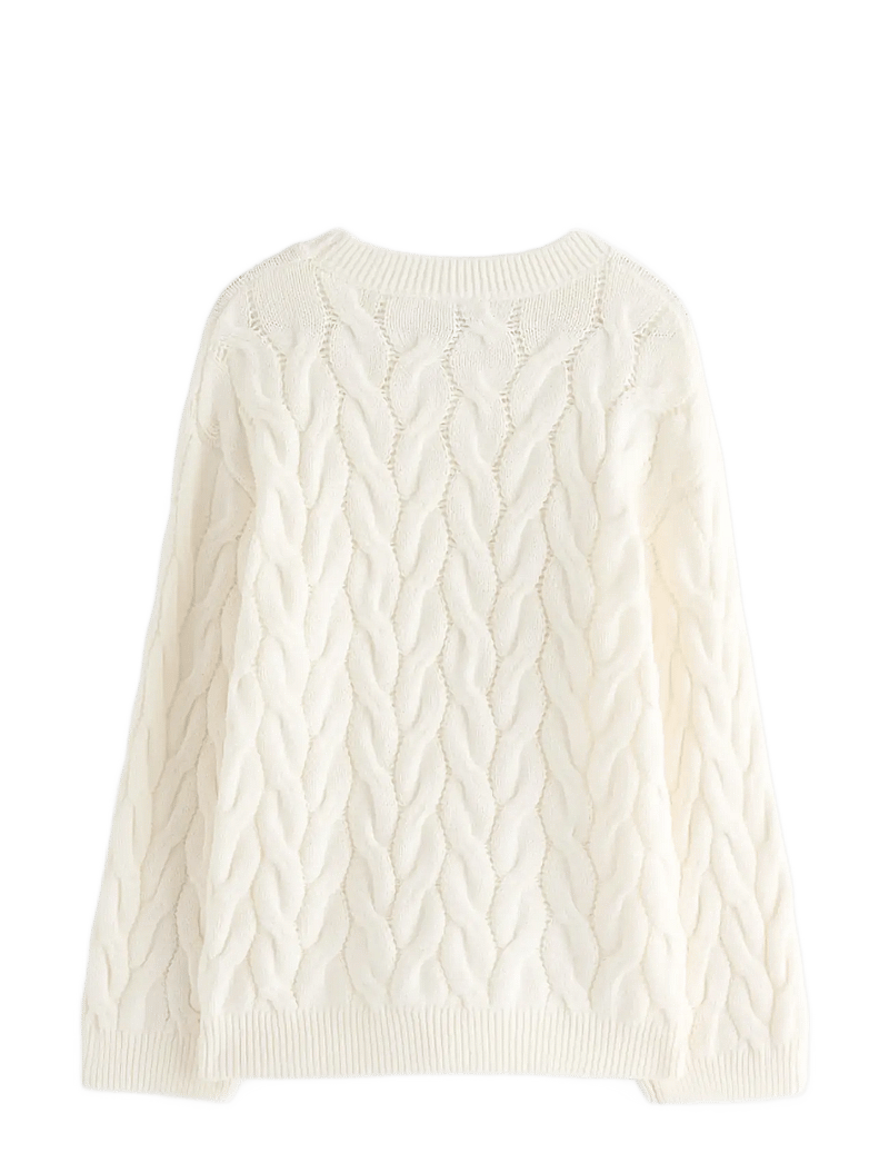 Lindex - Cable-knit jumper - trøjer - off white - 2