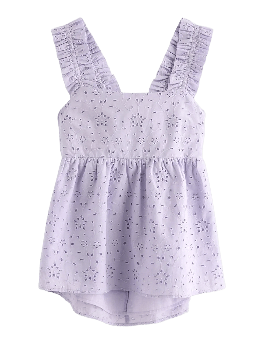 Lindex - Sleeveless blouse with broderie anglaise - bluser & tunikaer - light lilac - 1