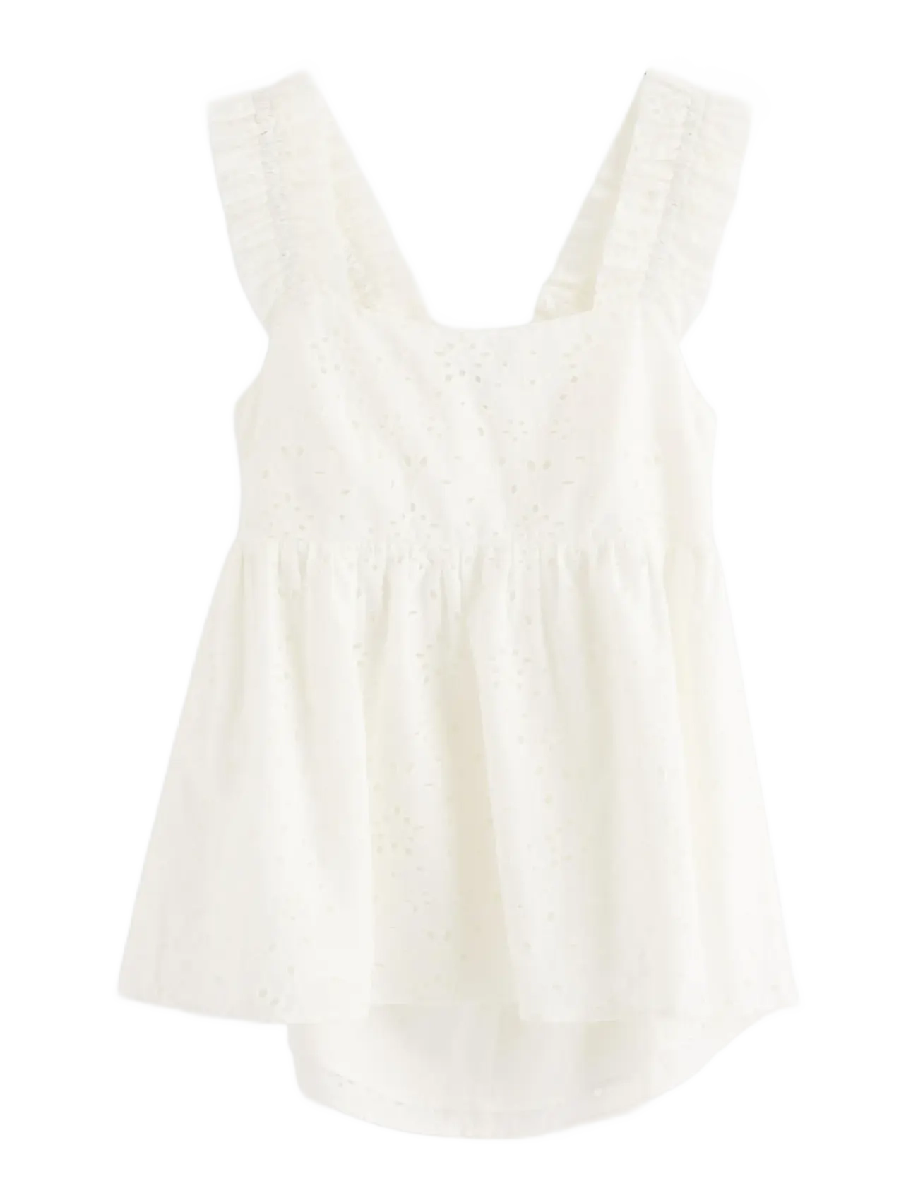 LINDEX Ärmellos Bluse With Broderie Anglaise Weiß - 128 - Kinder