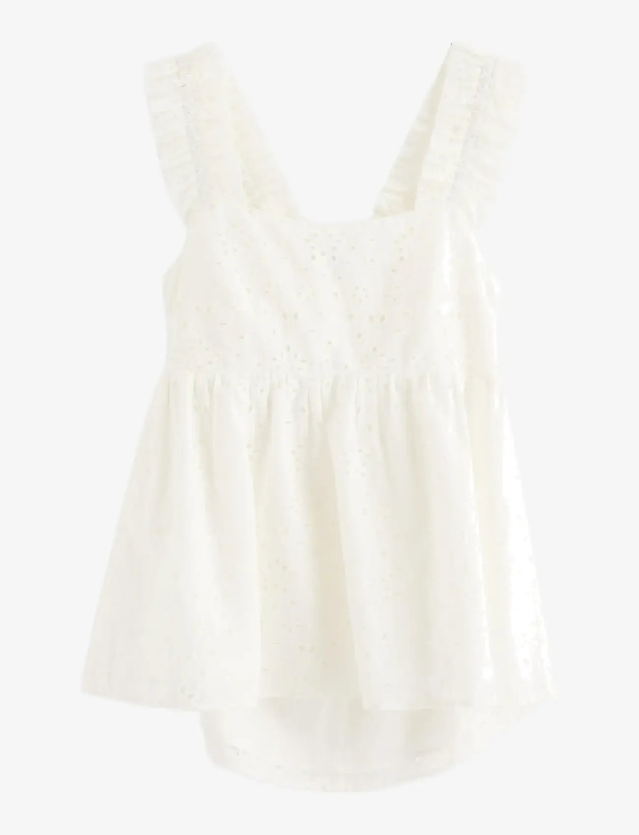 Lindex - Sleeveless blouse with broderie anglaise - blouses & tunics - white - 1