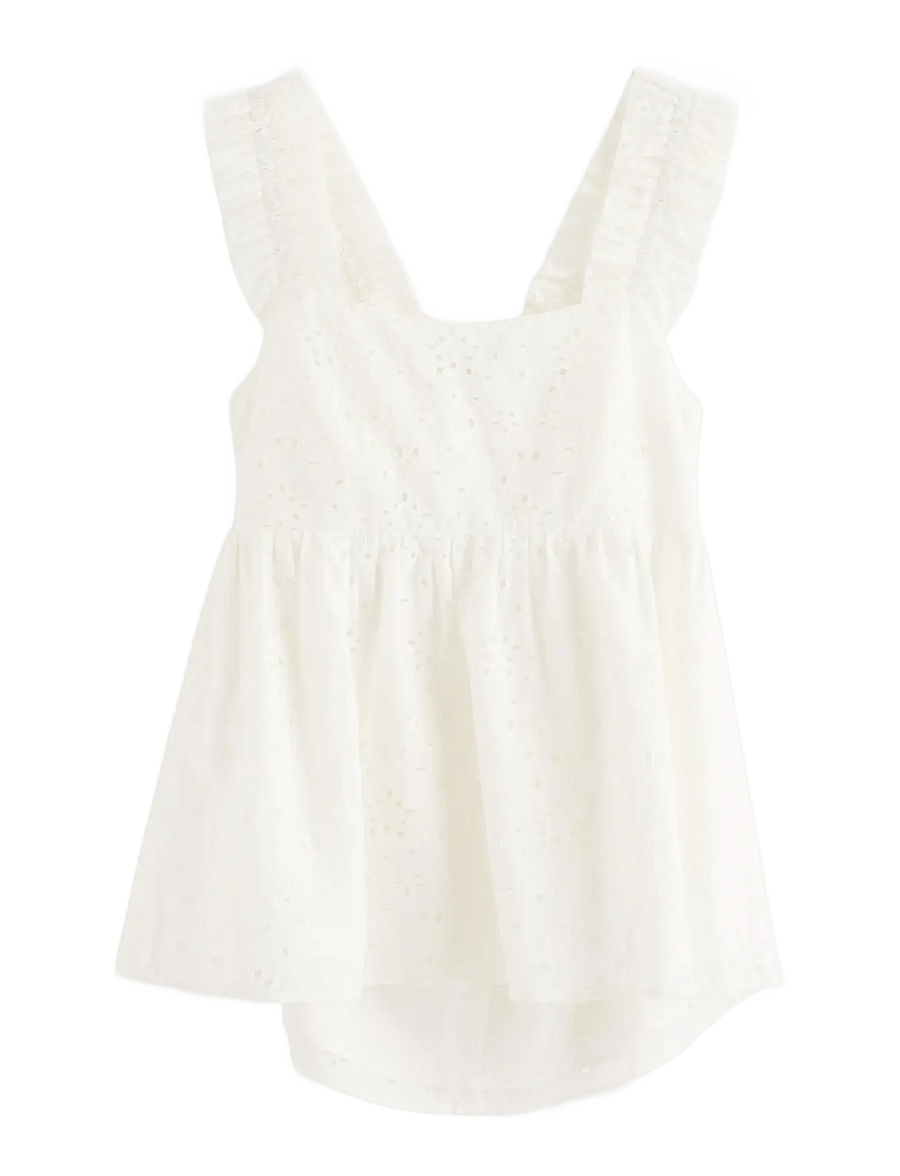 Lindex - Sleeveless blouse with broderie anglaise - blusar & tunikor - white - 1
