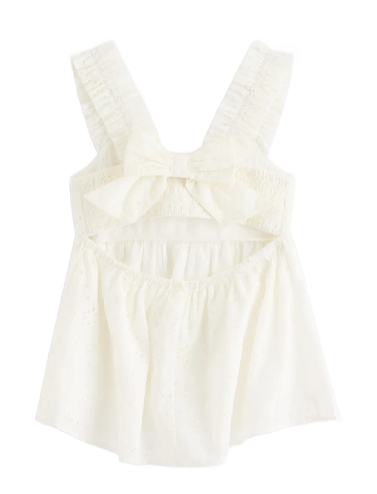 Lindex - Sleeveless blouse with broderie anglaise - blouses & tunics - white - 2