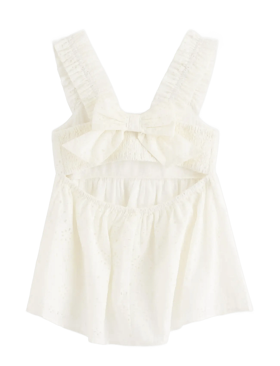 Lindex - Sleeveless blouse with broderie anglaise - blusar & tunikor - white - 2