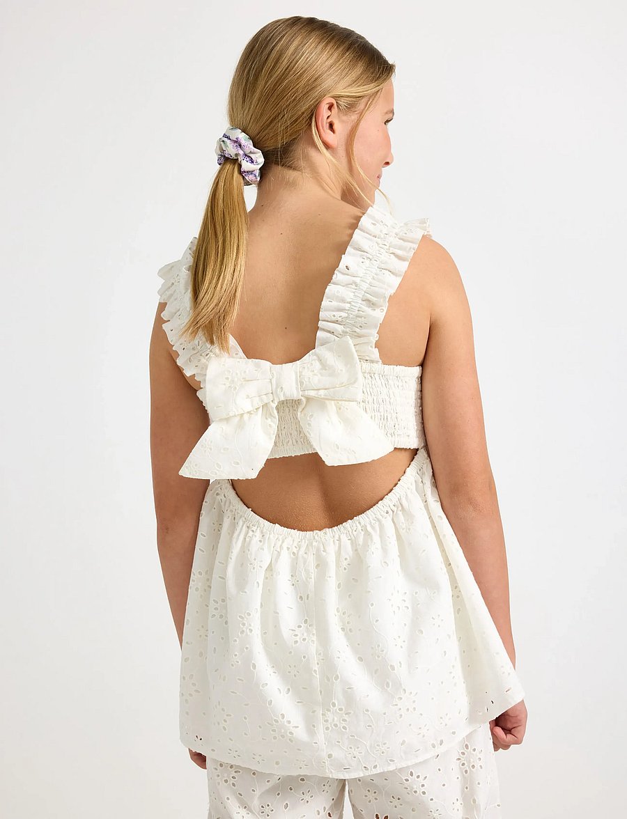 Lindex - Sleeveless blouse with broderie anglaise - blusar & tunikor - white - 3