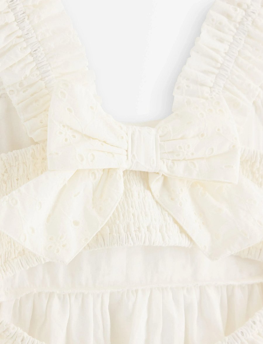 Lindex - Sleeveless blouse with broderie anglaise - blusar & tunikor - white - 5