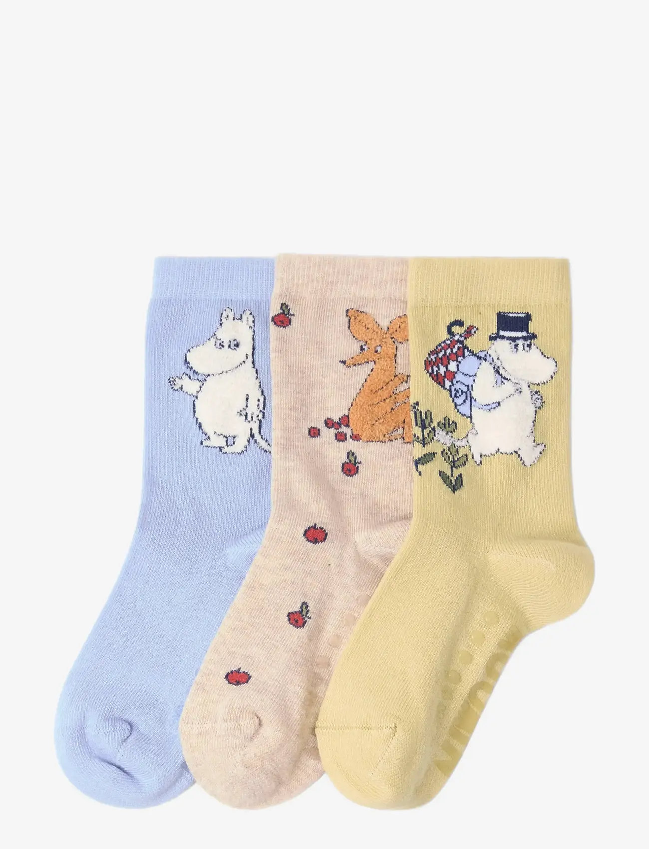 Lindex - 3-pack moomin socks - skridsikre sokker - beige melange - 0