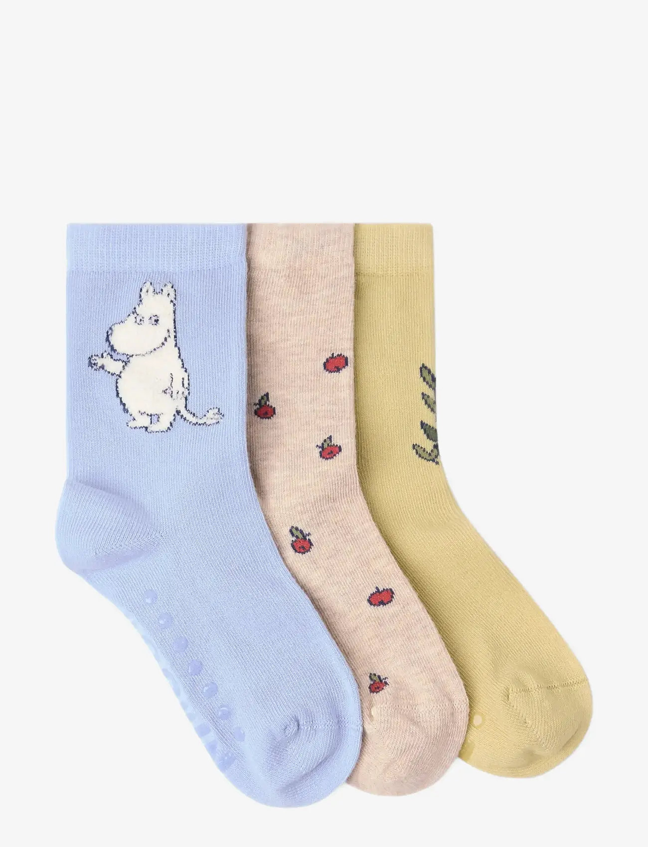 Lindex - 3-pack moomin socks - skridsikre sokker - beige melange - 1