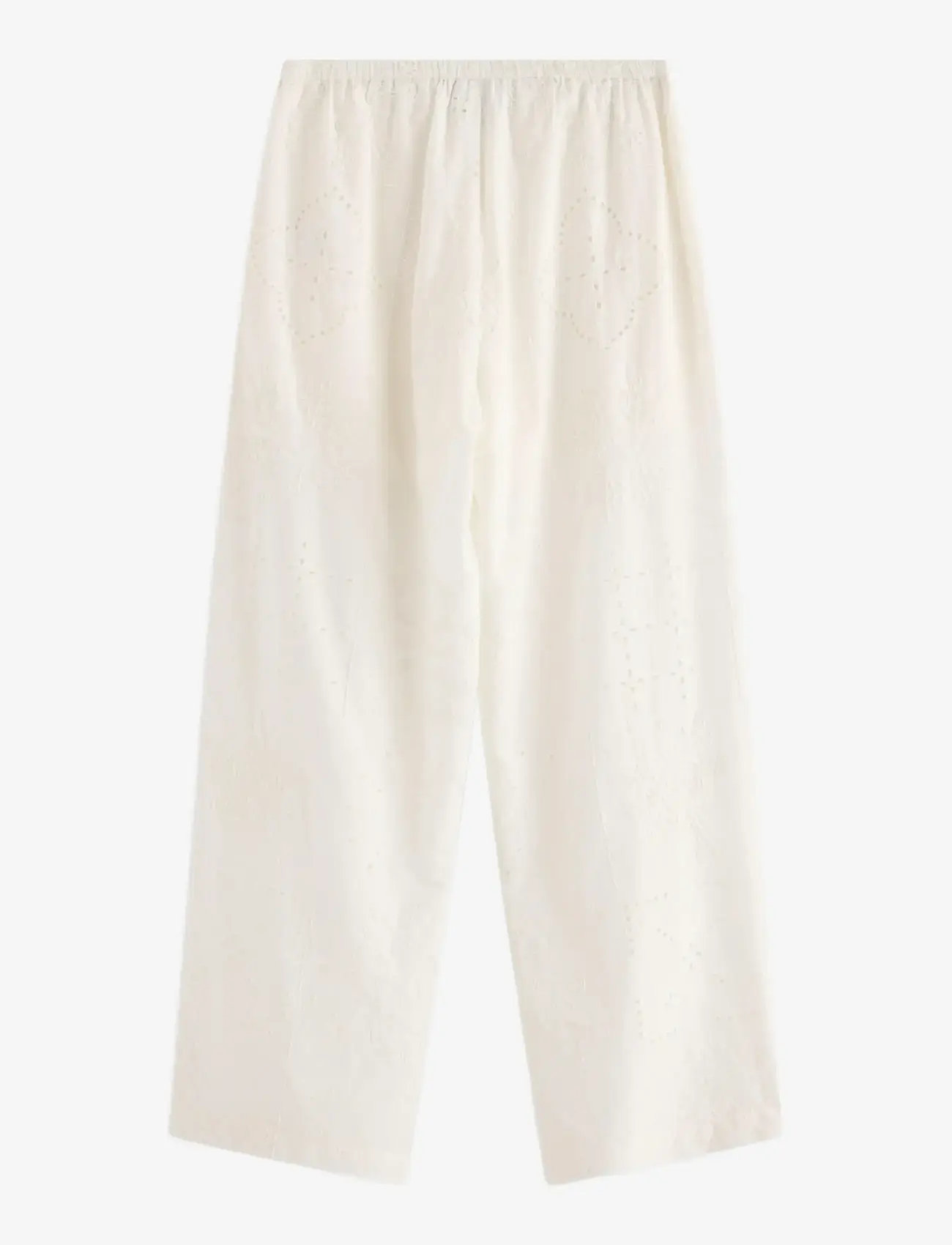 Lindex - Trousers with embroidery - bukser med brede ben - off white - 2