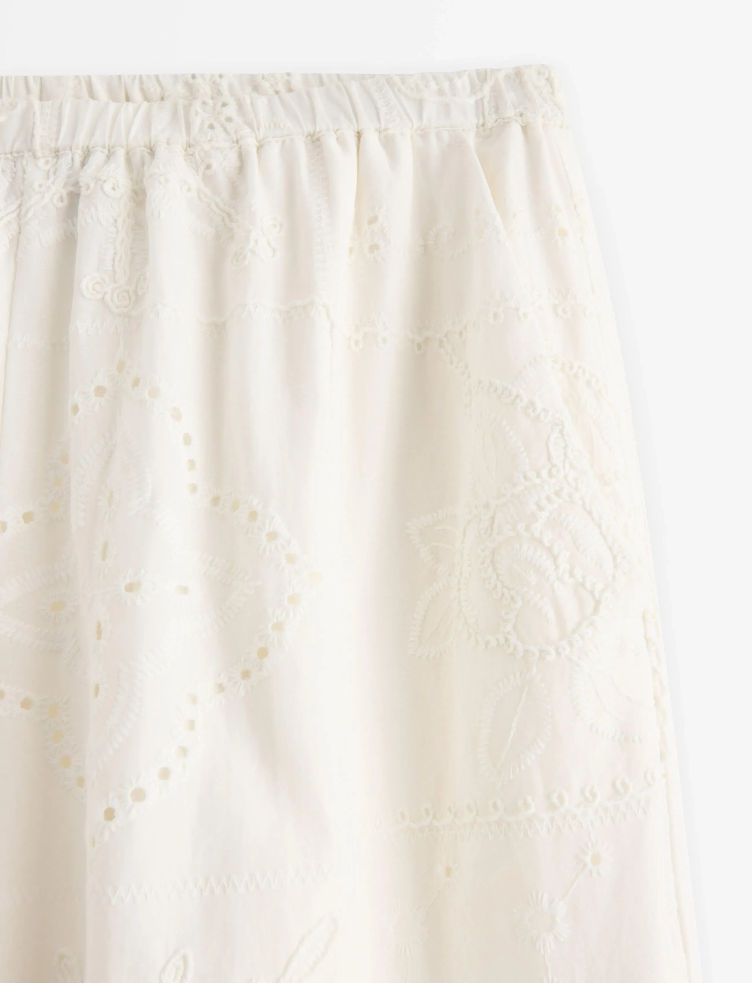 Lindex - Trousers with embroidery - vida byxor - off white - 5