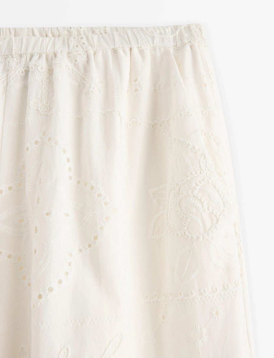 Lindex - Trousers with embroidery - bukser med brede ben - off white - 5