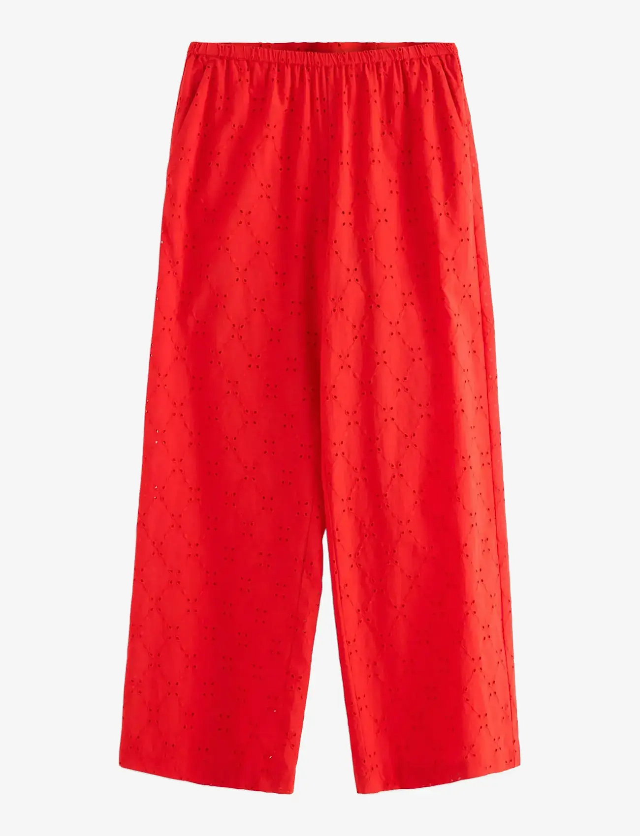 Lindex - Trousers with embroidery - bukser med brede ben - red - 1