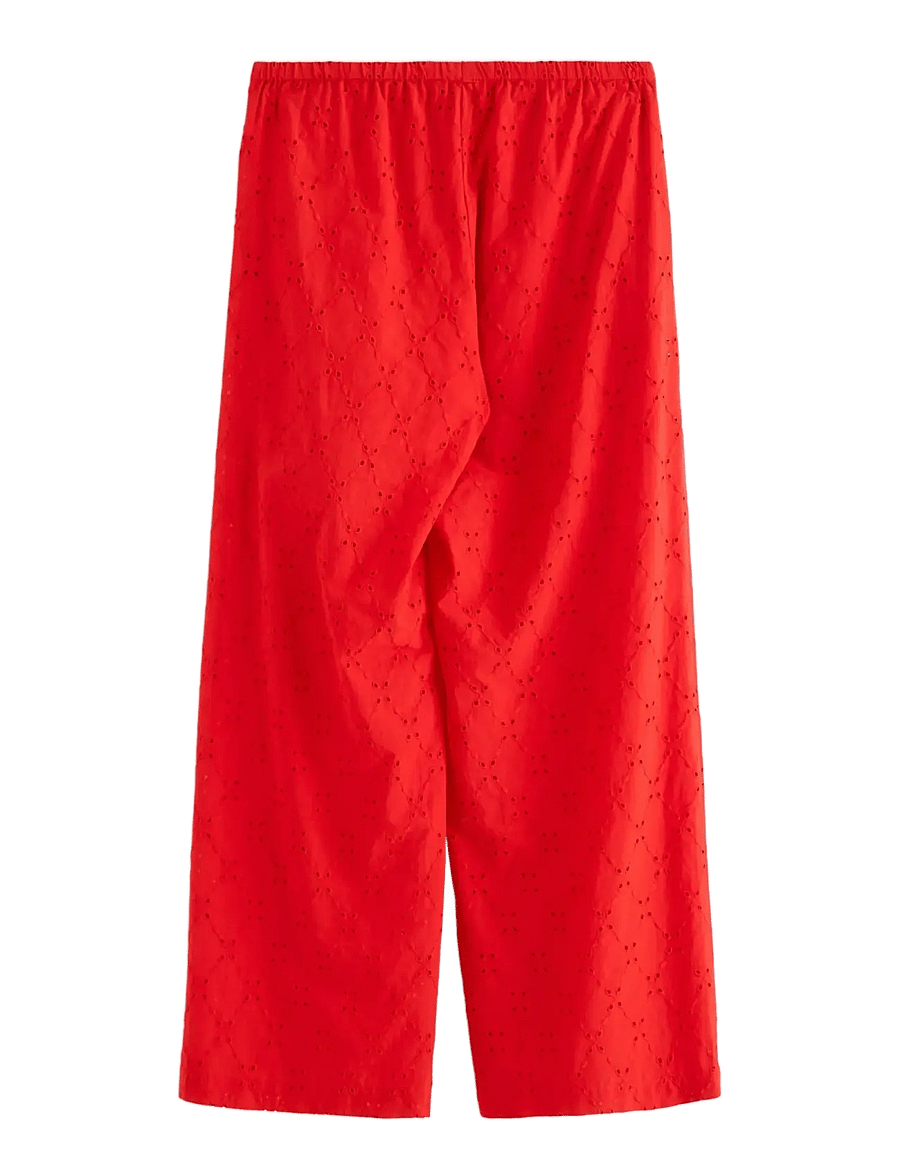 Lindex - Trousers with embroidery - hosen mit weitem bein - red - 2