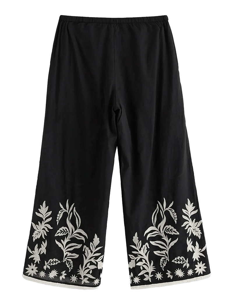 Lindex - Trousers Nilla embroidery - culottes - black - 2