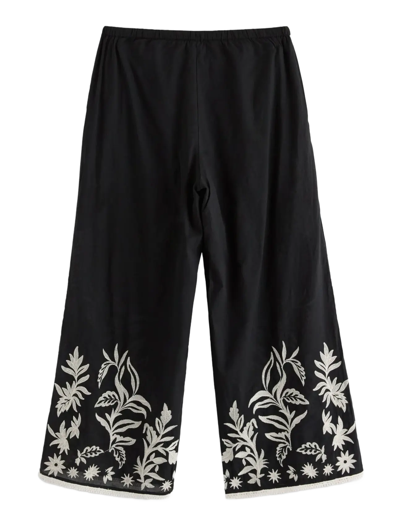 Lindex - Trousers Nilla embroidery - culottes - black - 2