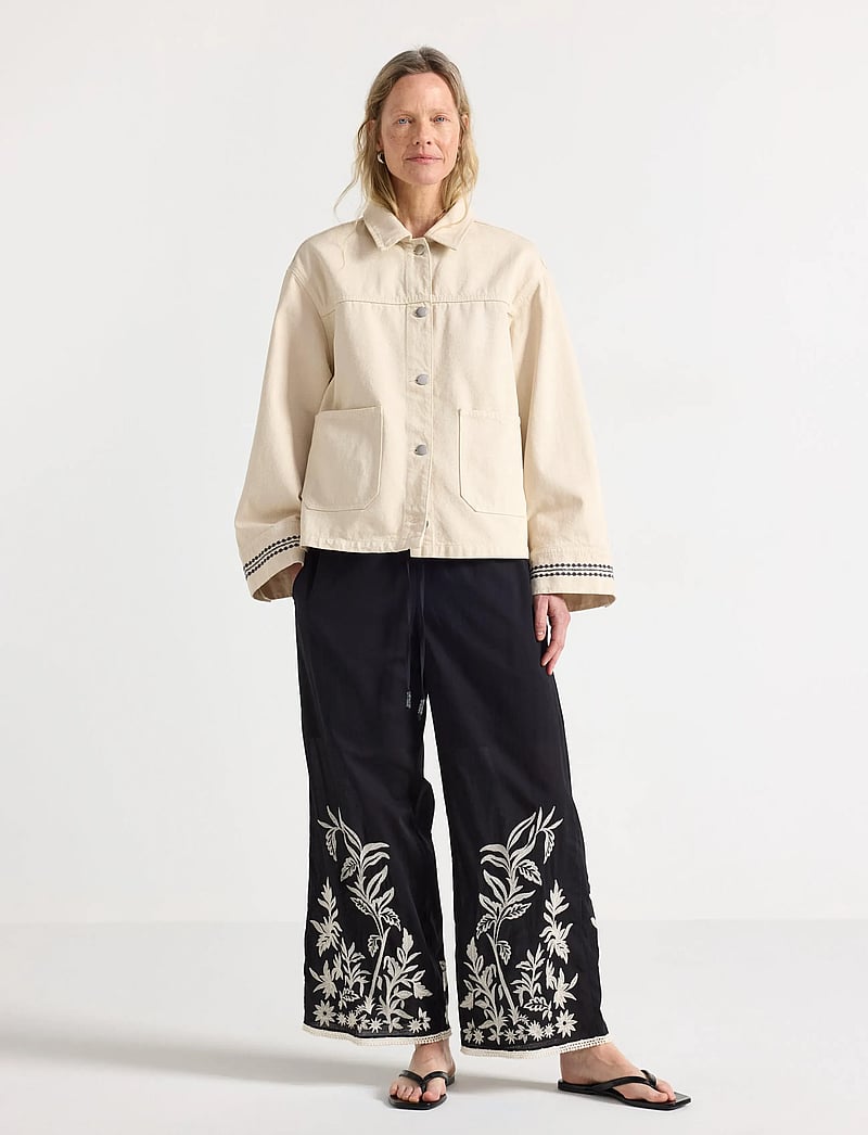 Lindex - Trousers Nilla embroidery - culottes - black - 0