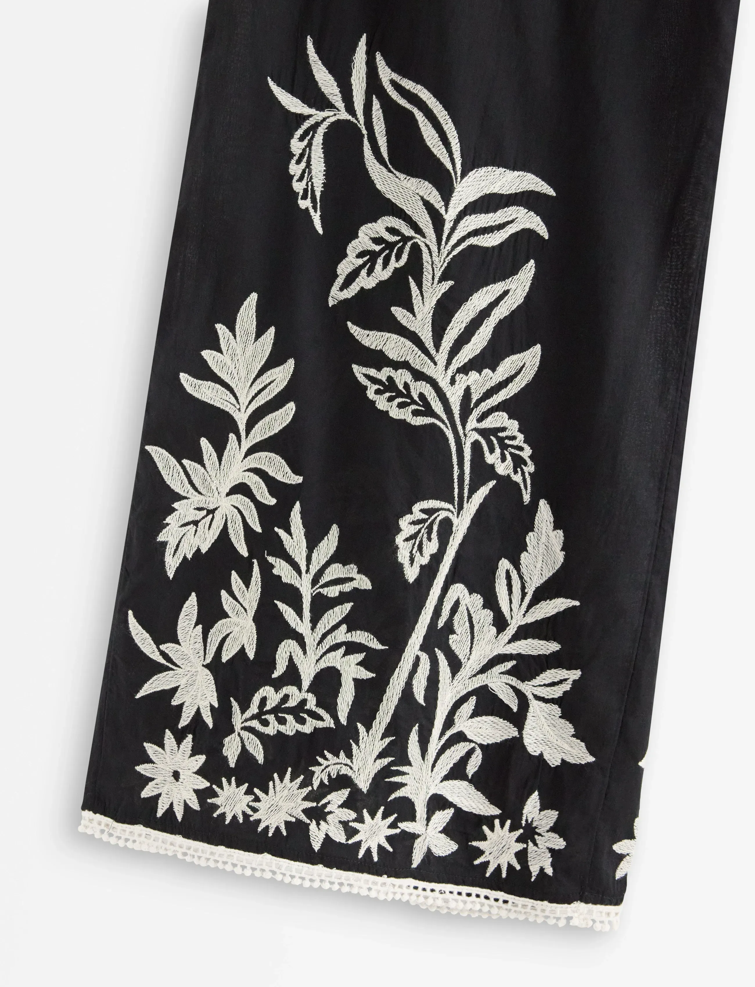 Lindex - Trousers Nilla embroidery - culottes - black - 5