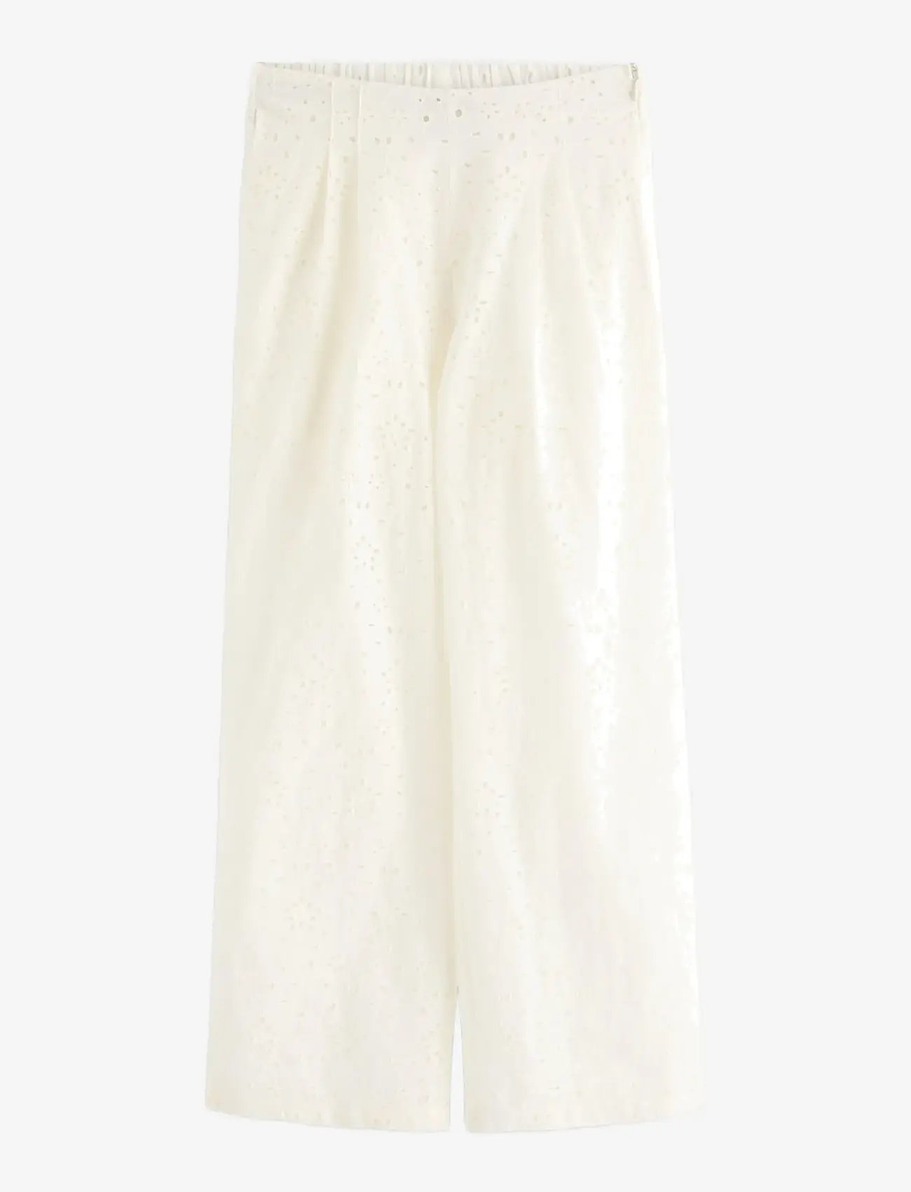 Lindex - Trousers with broderie anglaise - osta vanuse järgi - white - 1