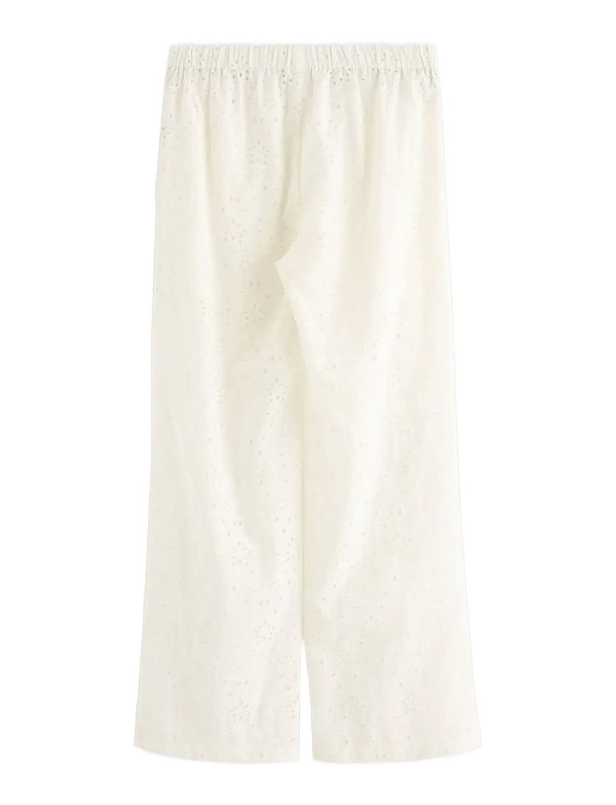 Lindex - Trousers with broderie anglaise - bukser - white - 2