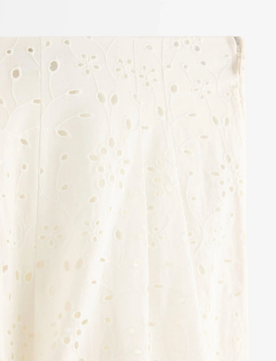 Lindex - Trousers with broderie anglaise - bukser - white - 5
