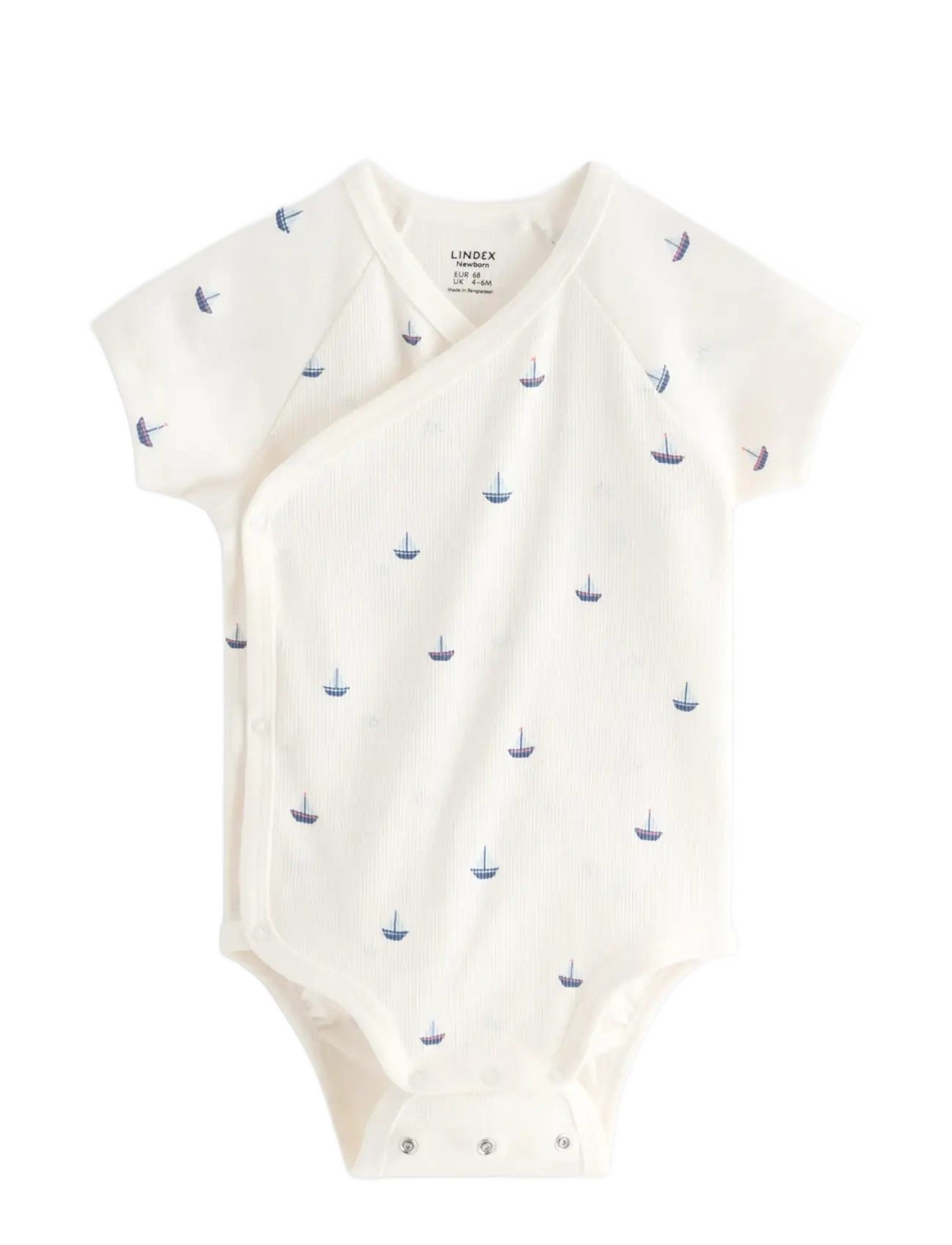 Lindex Ribbed wrap bodysuit - Baby 44-92 - LIGHT DUSTY WHITE / blue