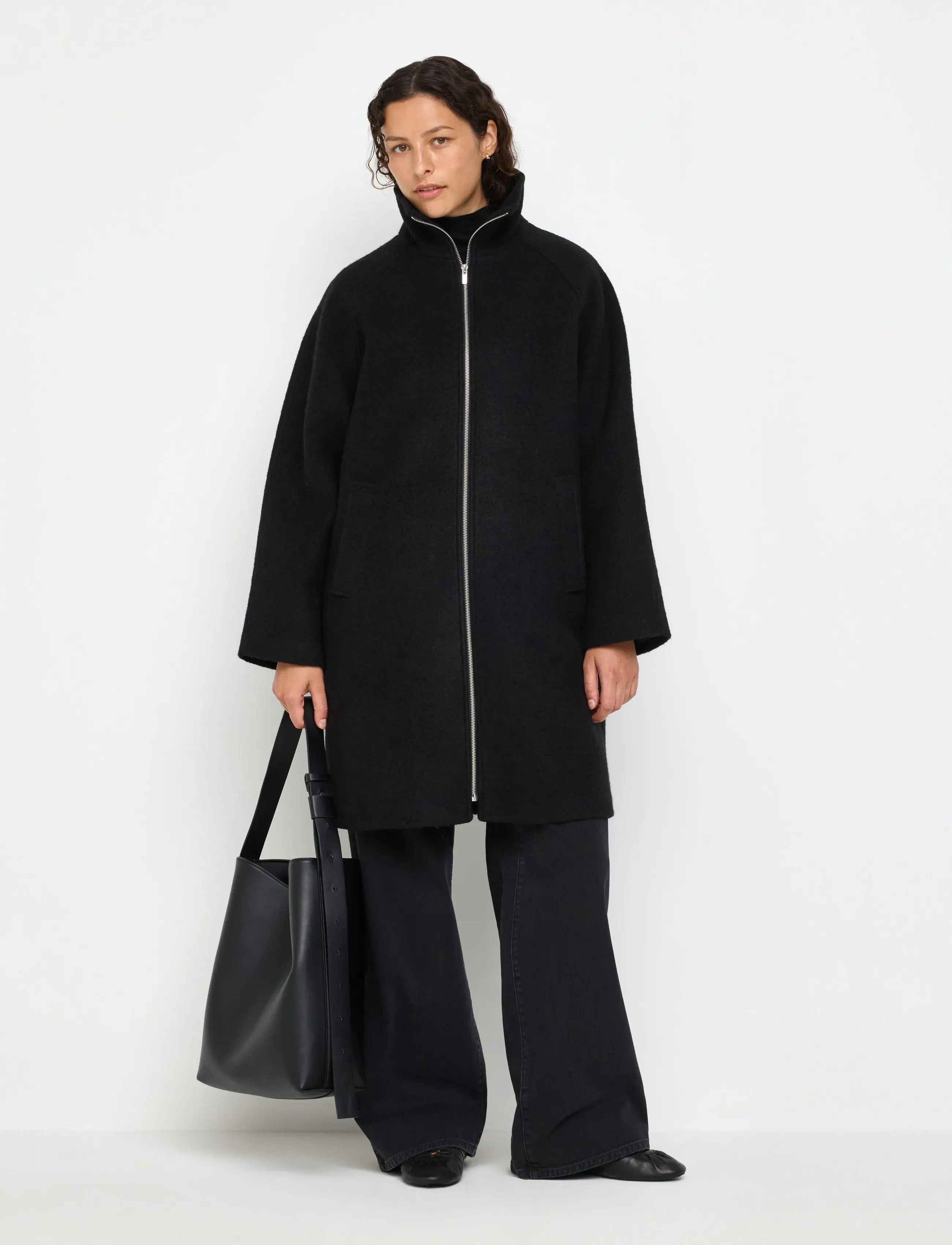 Lindex Coat in wool blend - Jackets & Coats - BLACK / black