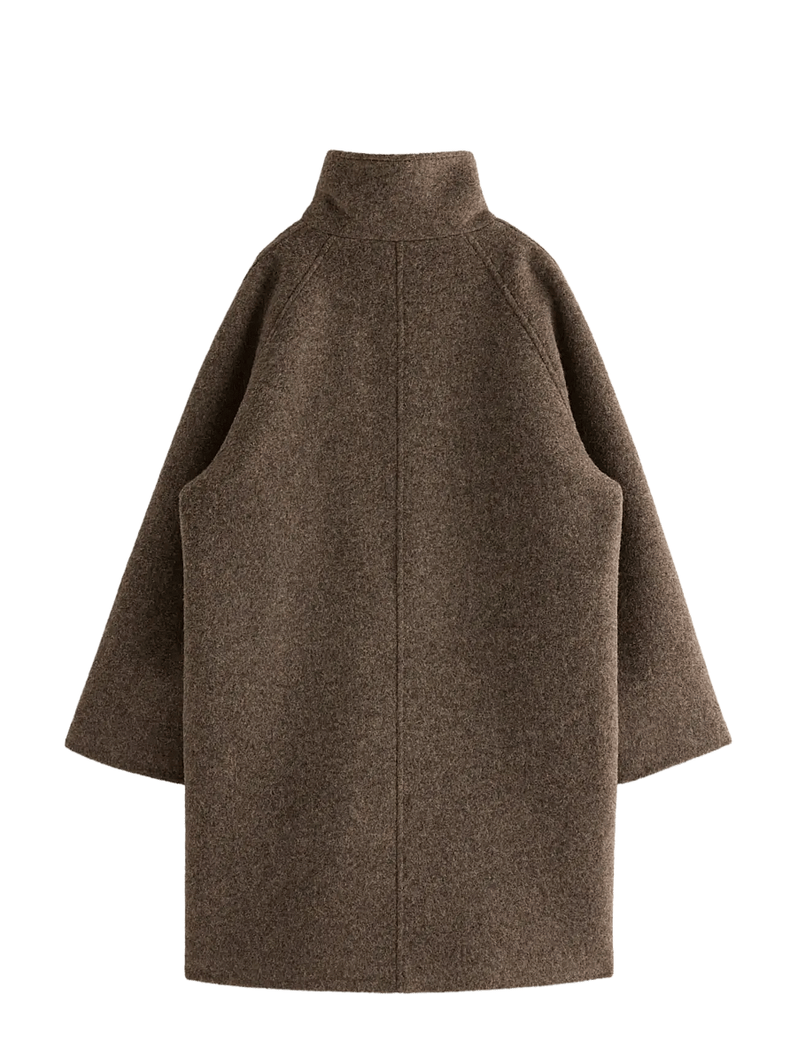 Lindex - Coat in wool blend - winter jackets - brown melange - 1