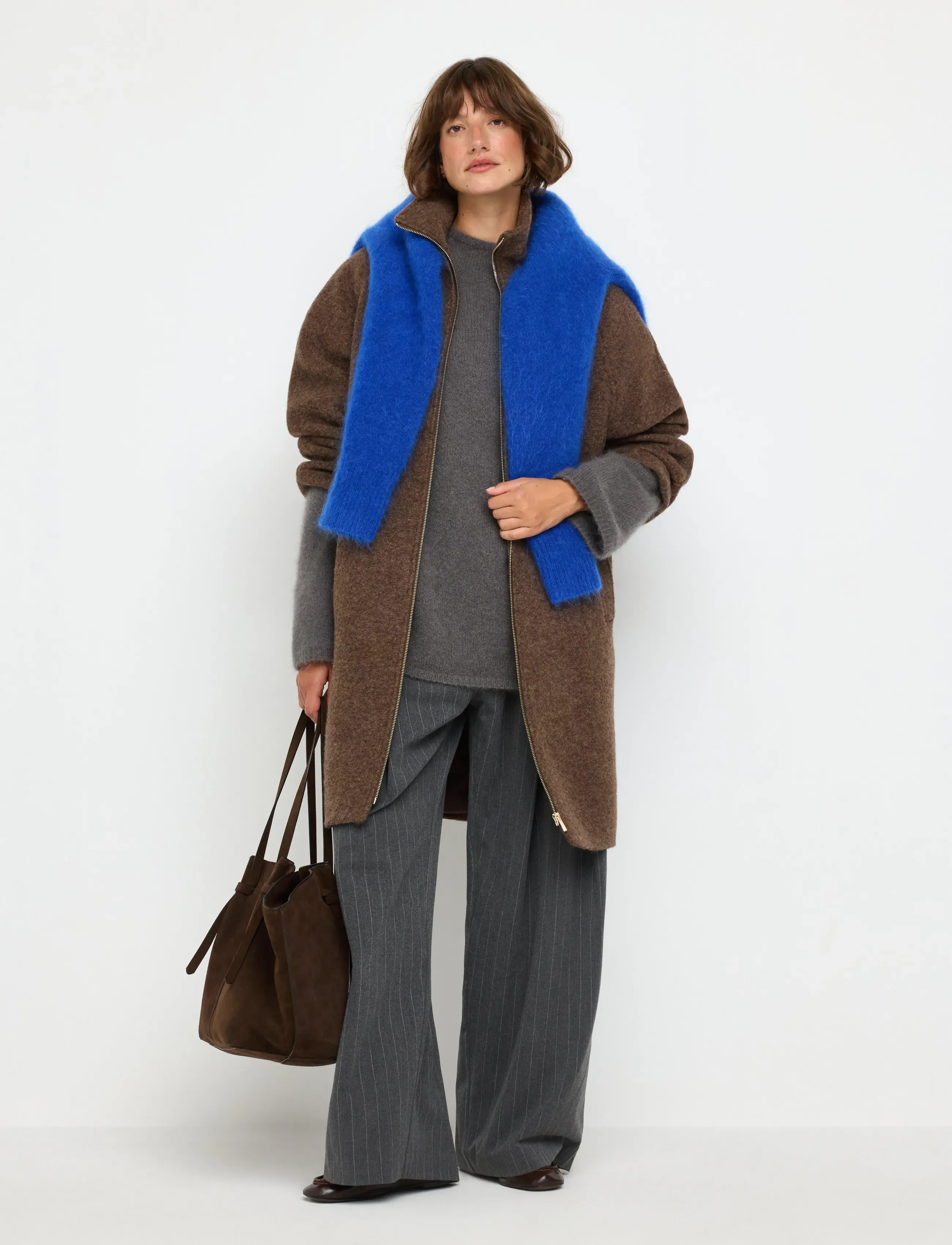 Lindex Coat in wool blend - Jackets & Coats - BROWN MELANGE / brown