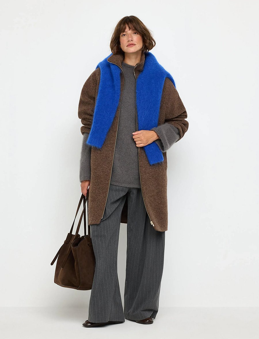 Lindex - Coat in wool blend - vinterjackor - brown melange - 0