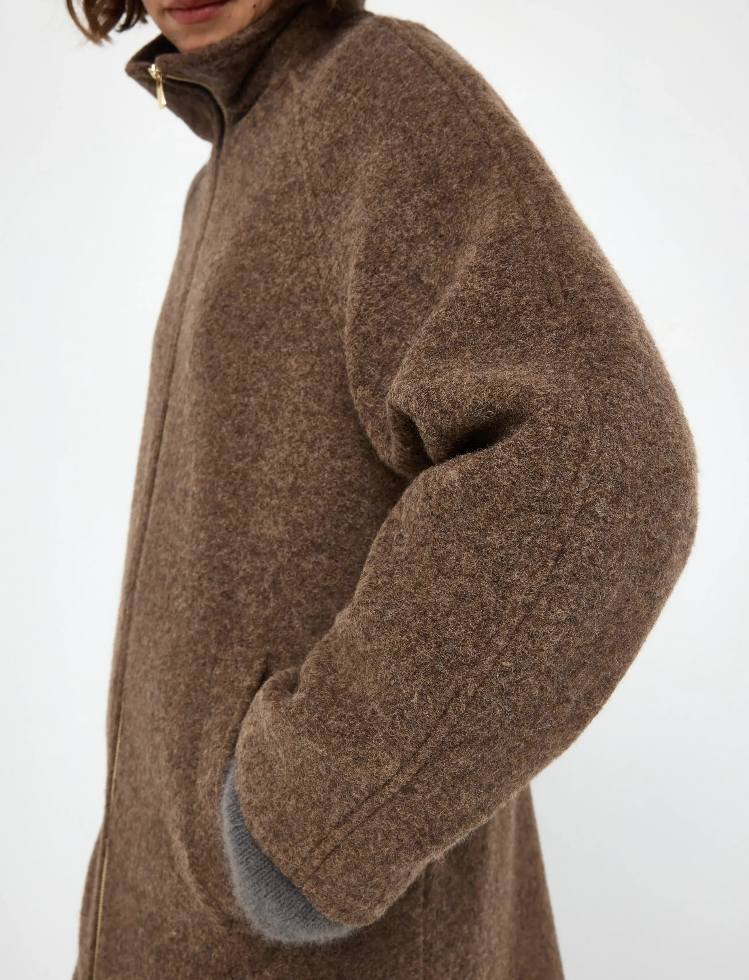 Lindex - Coat in wool blend - vinterjackor - brown melange - 4