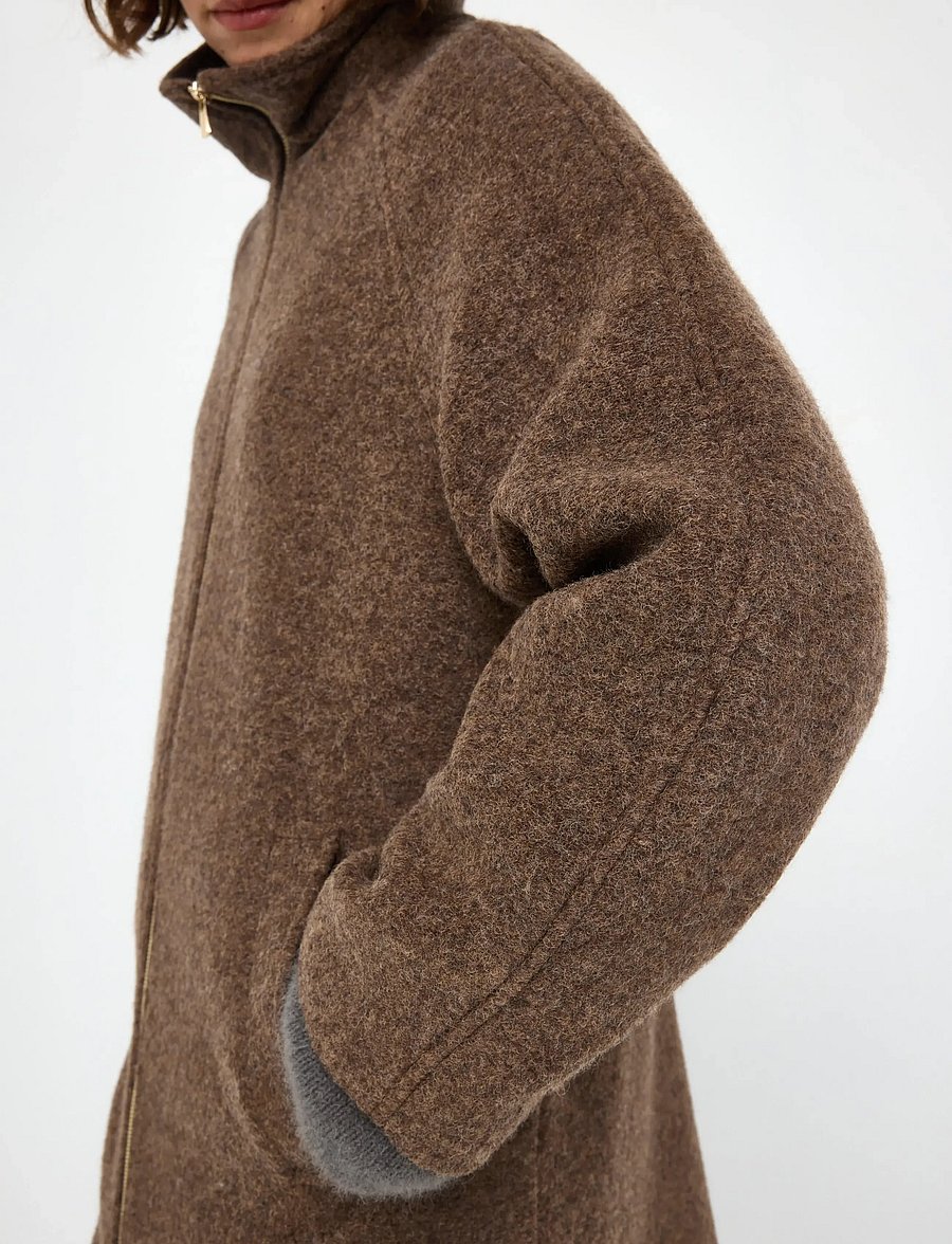 Lindex - Coat in wool blend - vinterjackor - brown melange - 4
