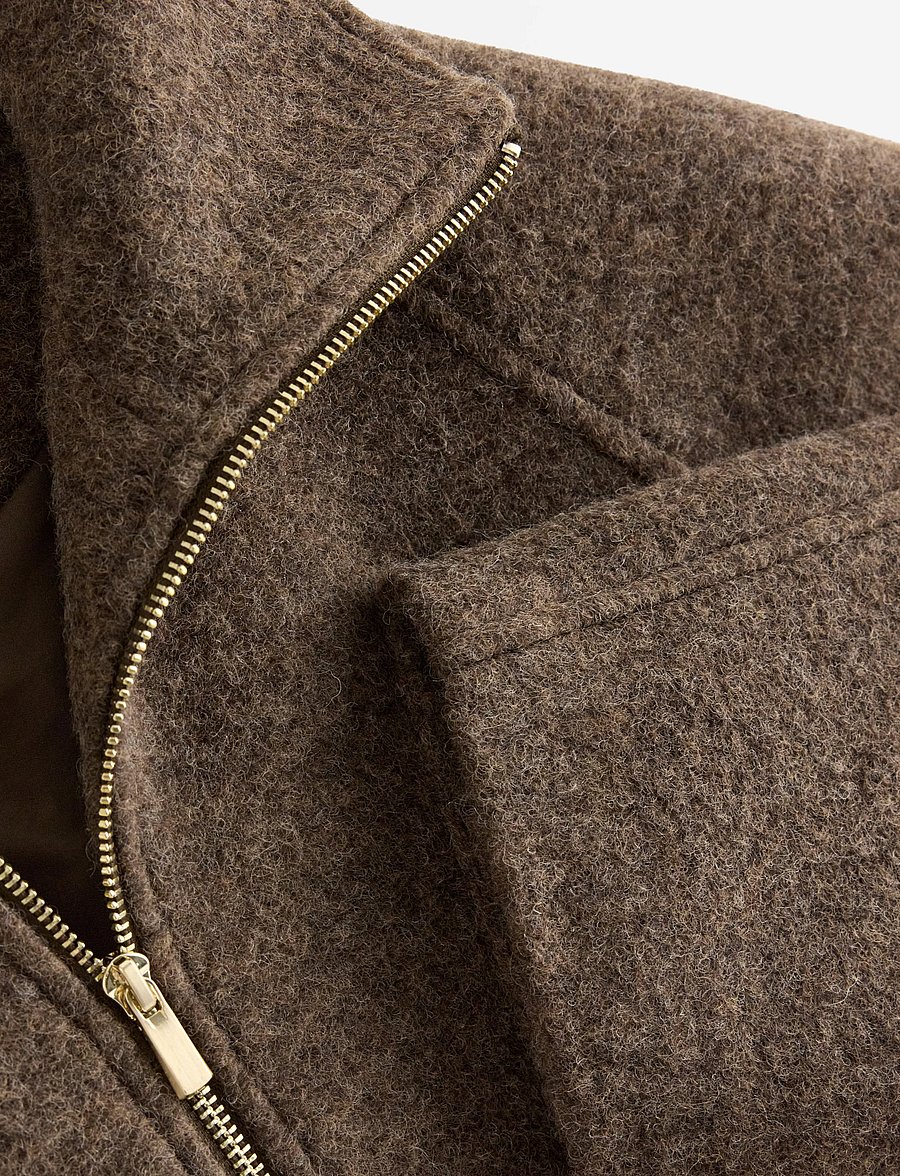 Lindex - Coat in wool blend - winter jackets - brown melange - 2