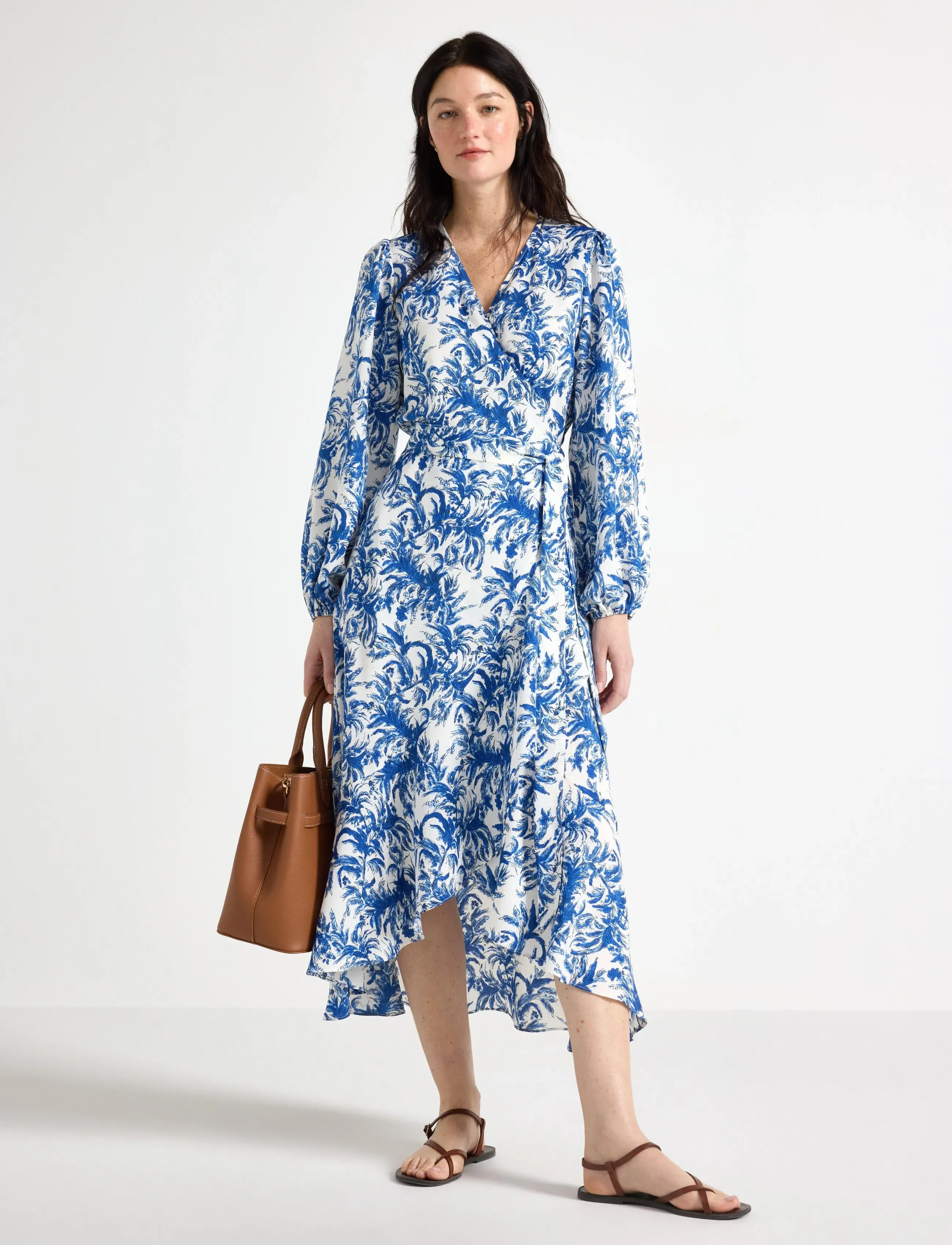 Lindex Midi wrap dress - Mode trends - OFF WHITE / blue