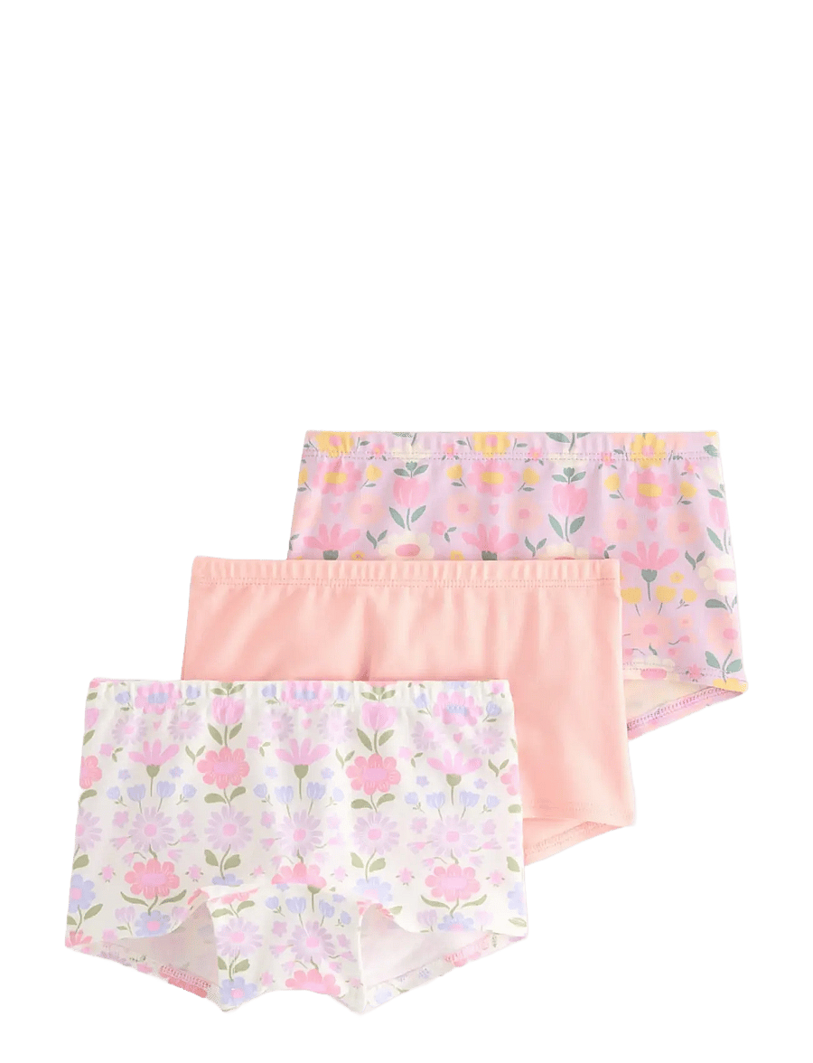 Lindex - Boxer 3 p Flower - slips - light dusty white - 0