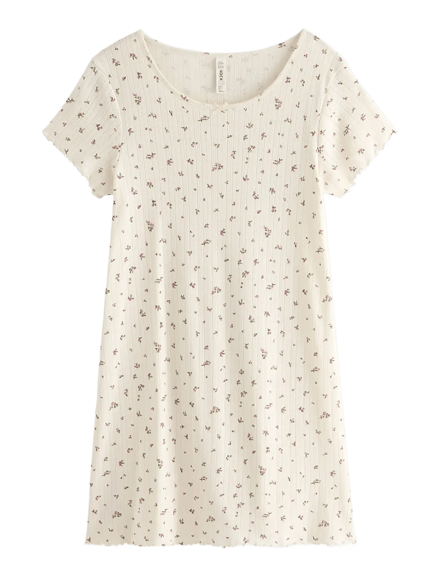Lindex - Nightdress in pointelle - natkjoler - dusty white - 1