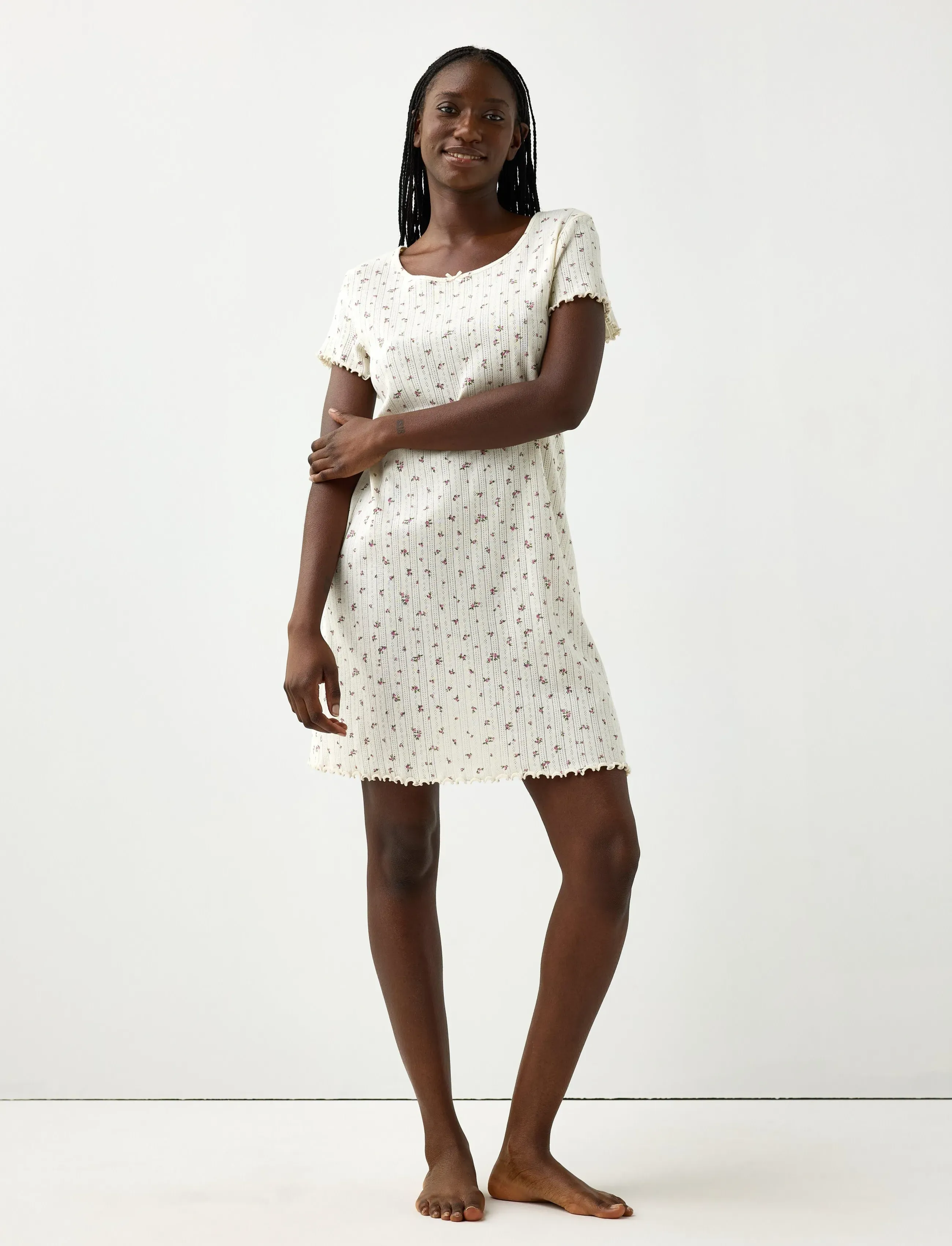 Lindex Nightdress in pointelle - Koszulki do spania - DUSTY WHITE / cream