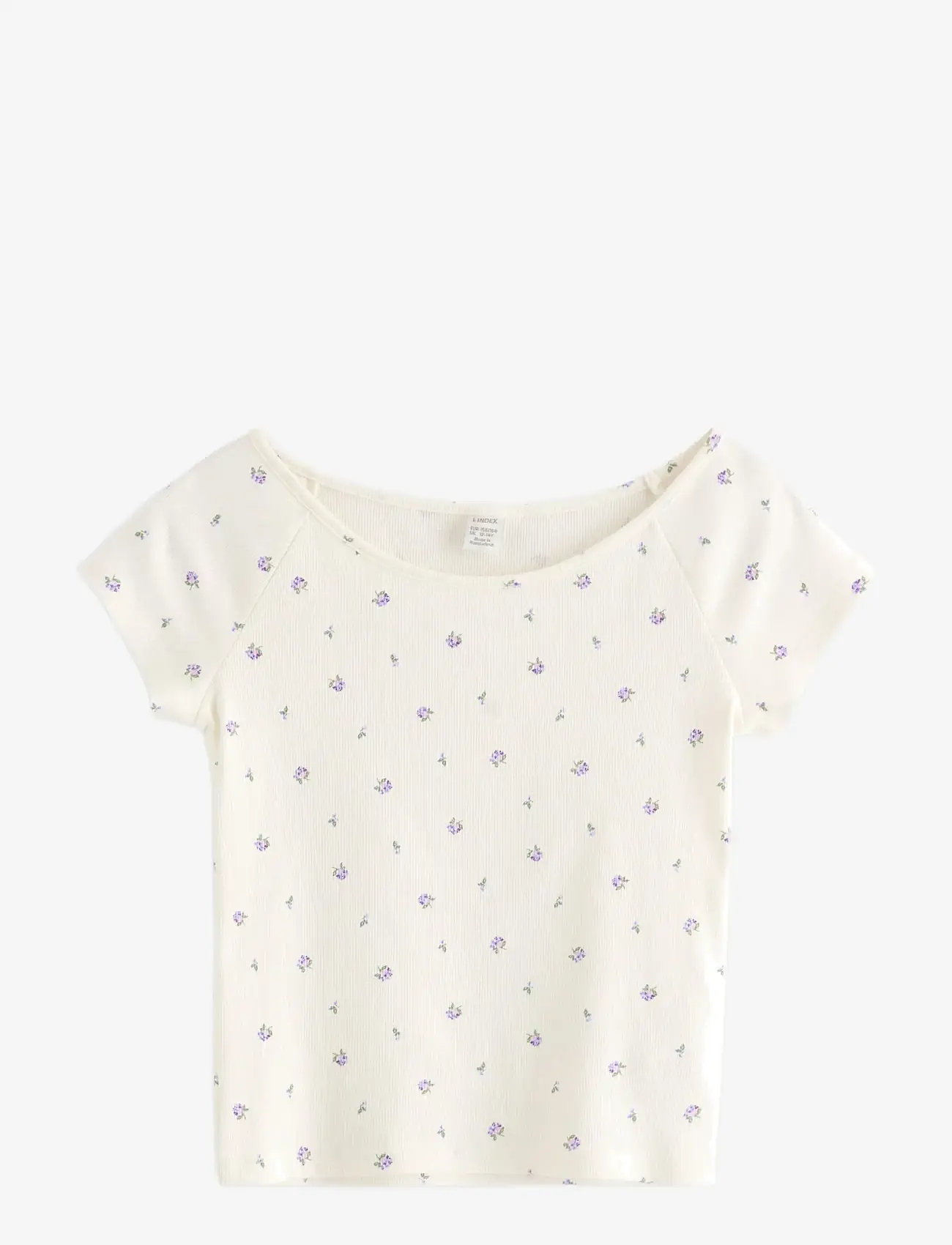 Lindex - Ribbed top - lühikeste varrukatega t-särgid - off white - 1
