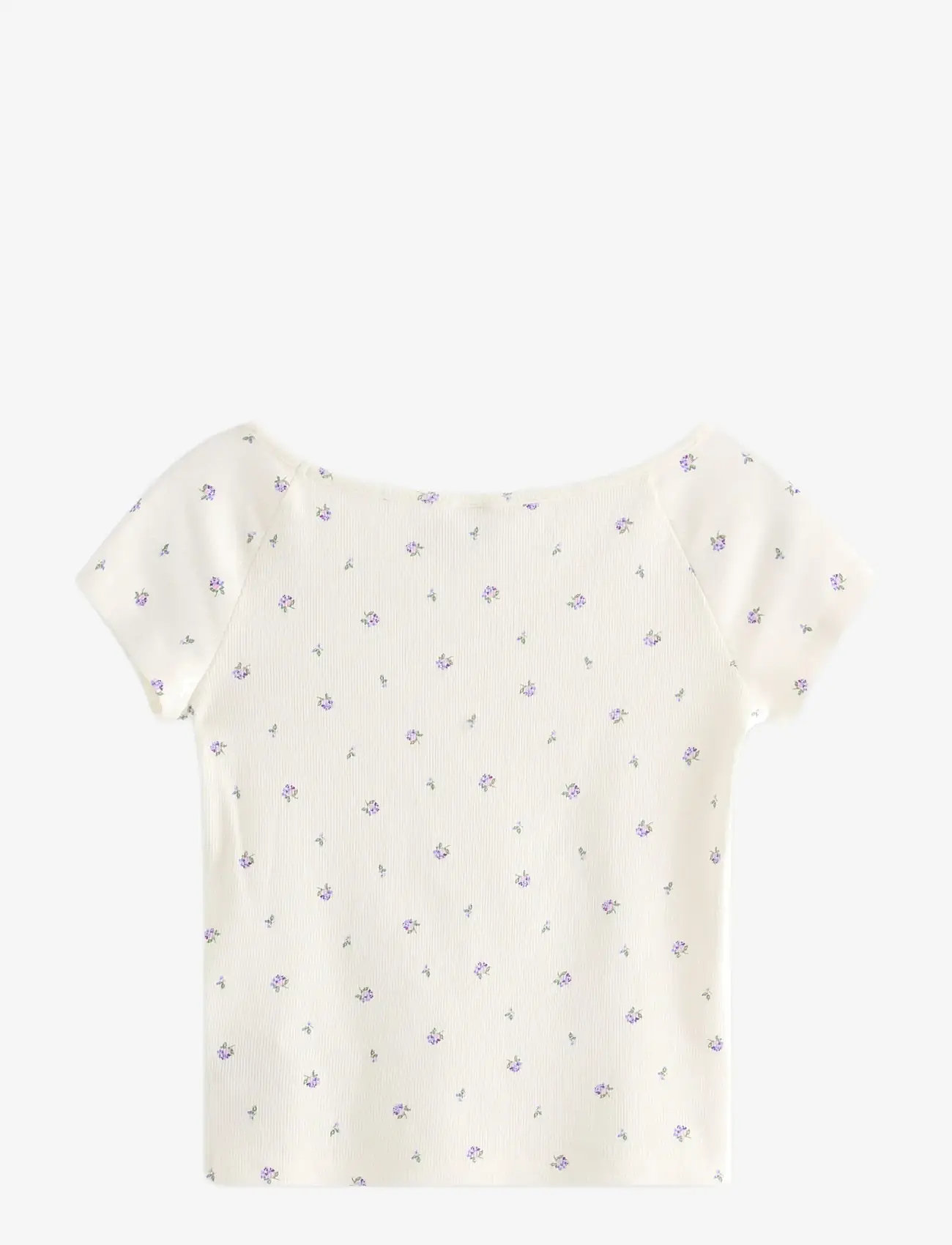 Lindex - Ribbed top - lühikeste varrukatega t-särgid - off white - 2