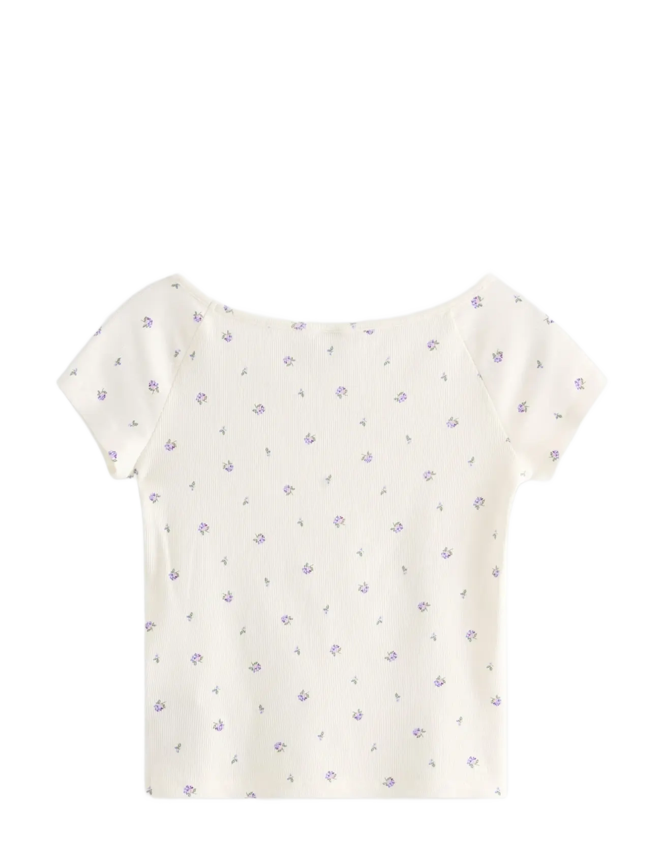 Lindex - Ribbed top - kurzärmelige - off white - 2