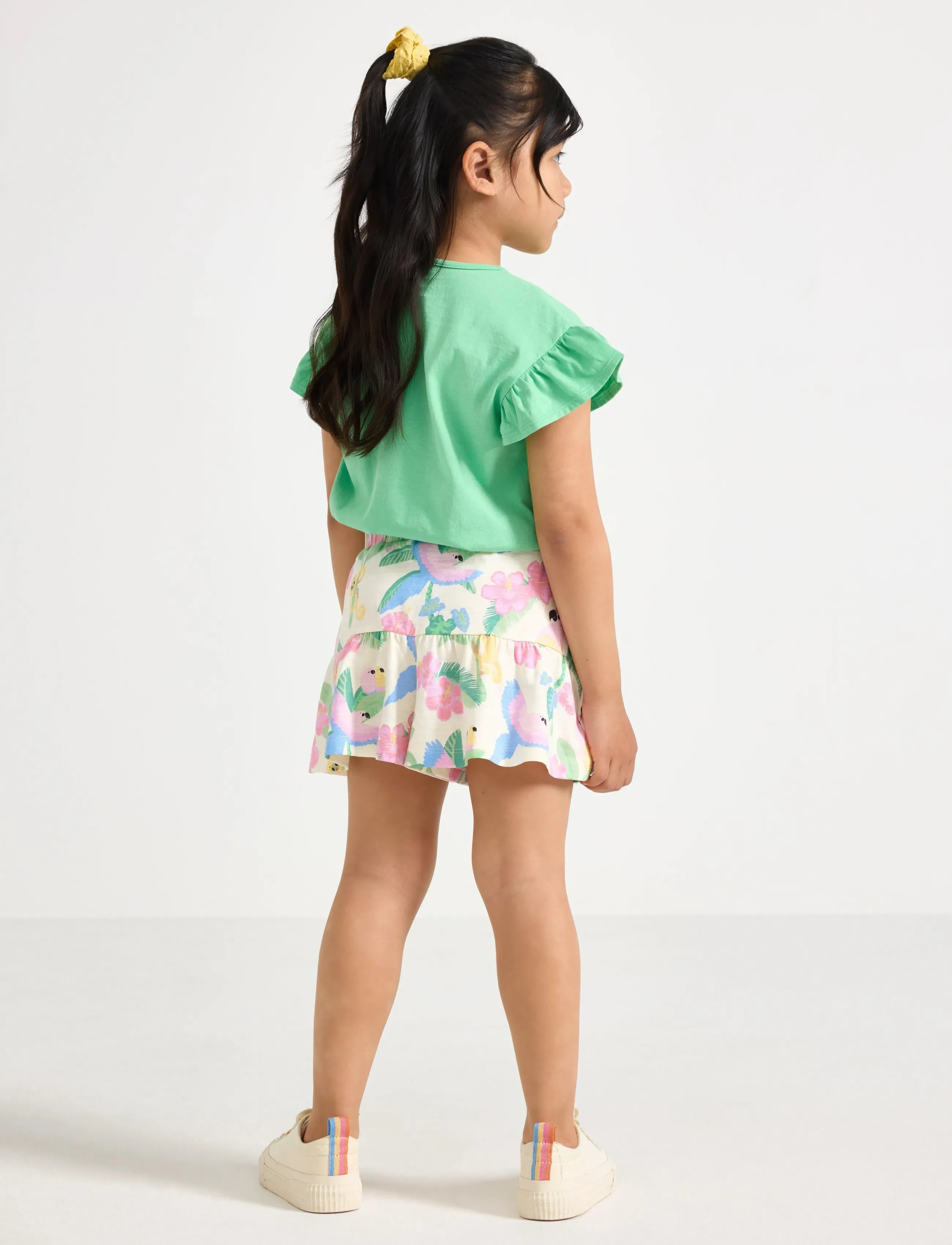 Lindex - Skort in slub jersey with frill trim - skorts - white - 3