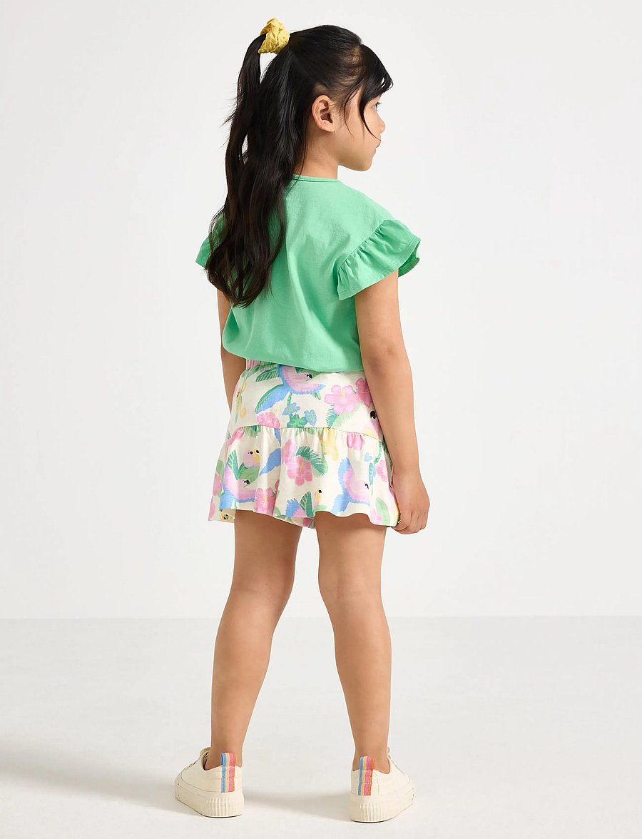 Lindex - Skort in slub jersey with frill trim - skorts - white - 3