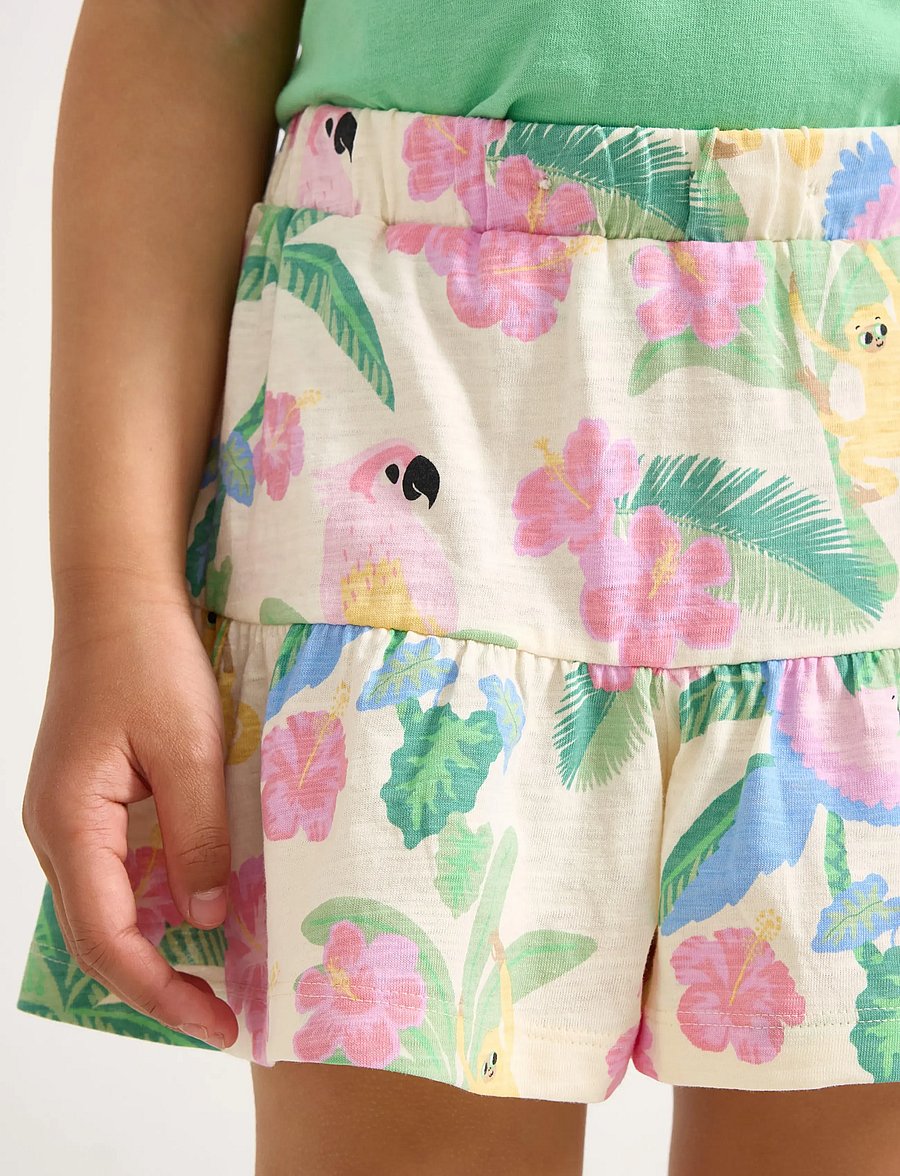 Lindex - Skort in slub jersey with frill trim - skorts - white - 4