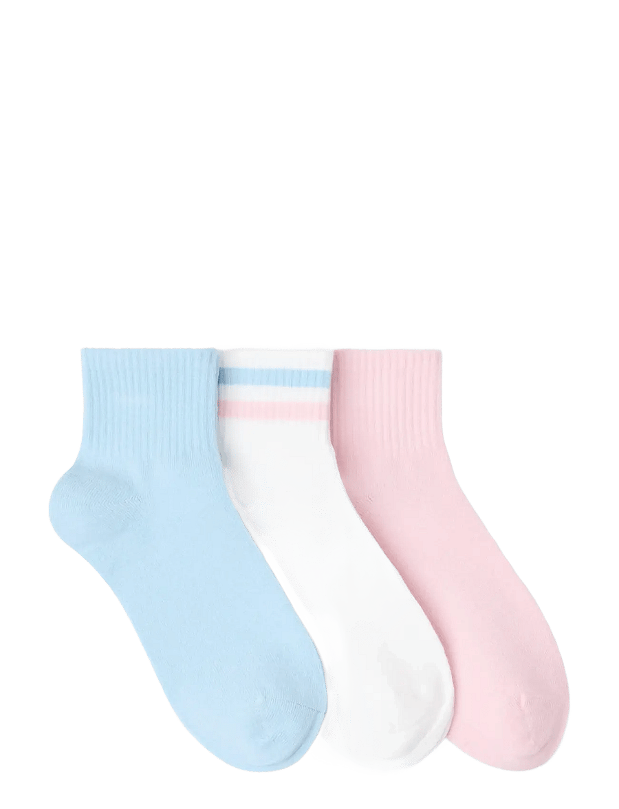 Lindex - 3-pack high ankle socks - strumpor - light pink - 1