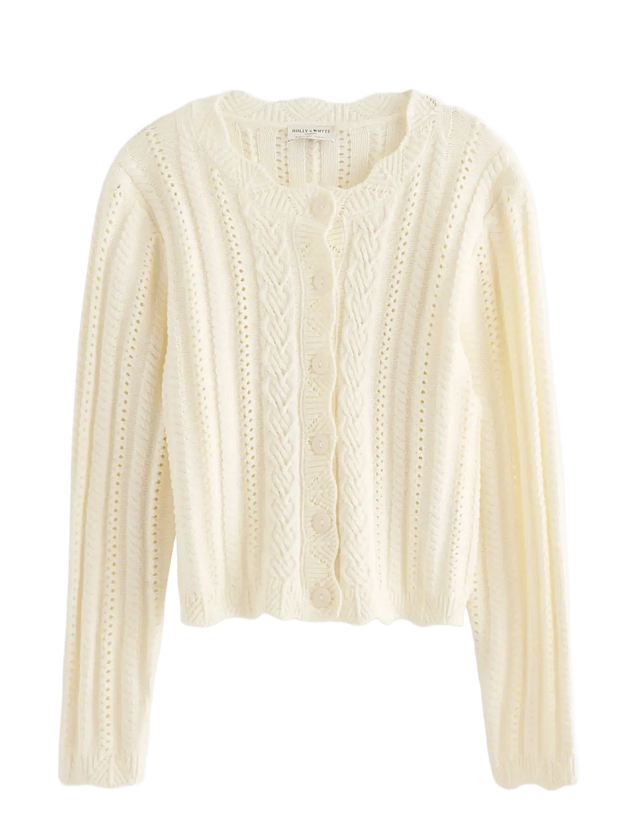 Lindex - Pattern-knit cardigan - strickjacken - off white - 1