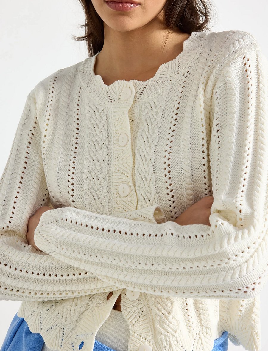Lindex - Pattern-knit cardigan - strickjacken - off white - 4