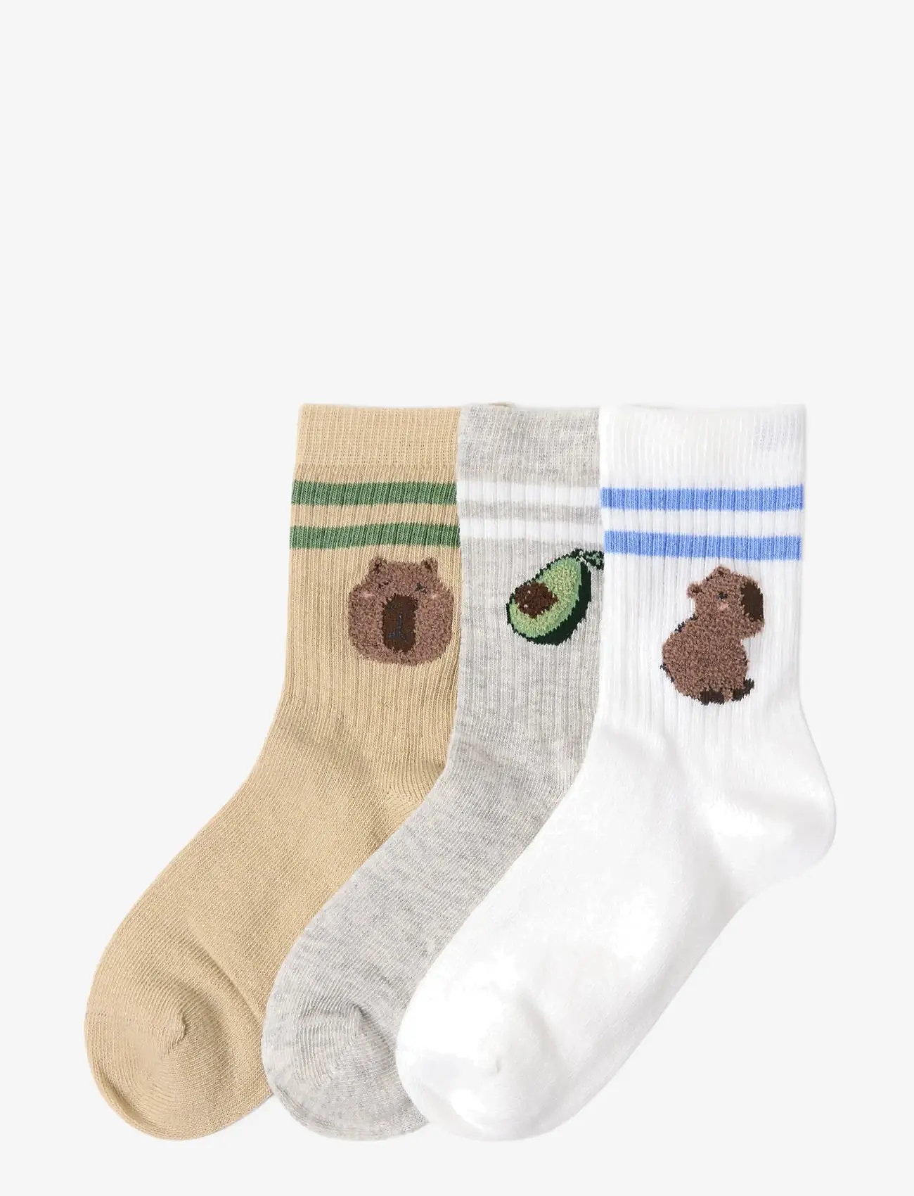 Lindex - 3-pack socks with capybara motif - socks - off white - 0