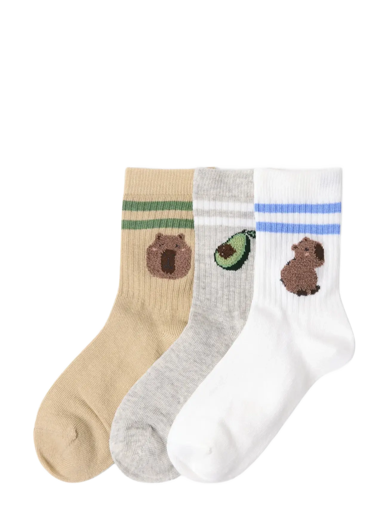 Lindex Sock 3 p Capybara - Vaata kõiki - OFF WHITE / grey
