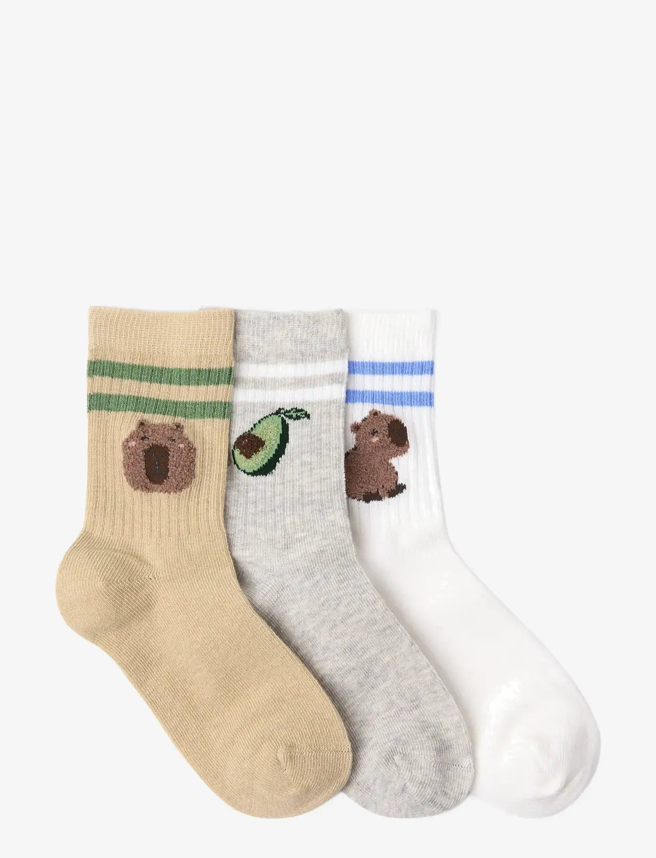Lindex - 3-pack socks with capybara motif - socks - off white - 1