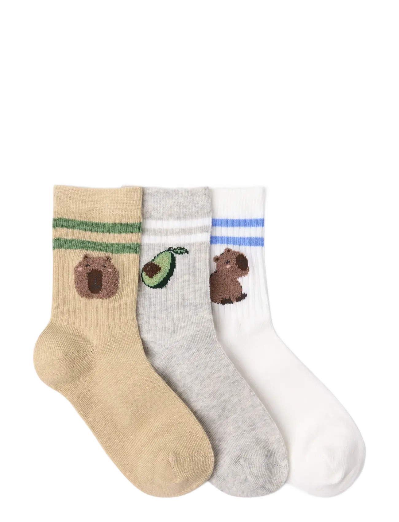 Lindex - 3-pack socks with capybara motif - gode sommertilbud - off white - 1