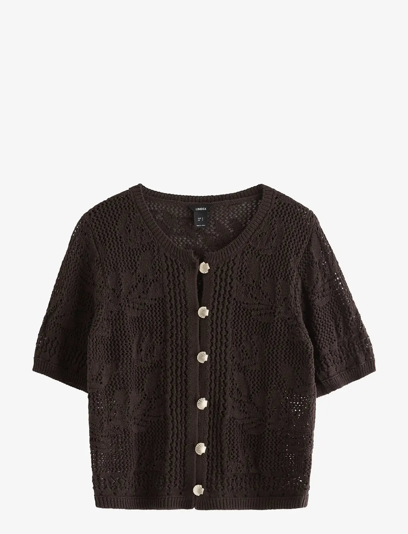 Lindex - Cardigan with crochet look - cardigans - dark brown - 1