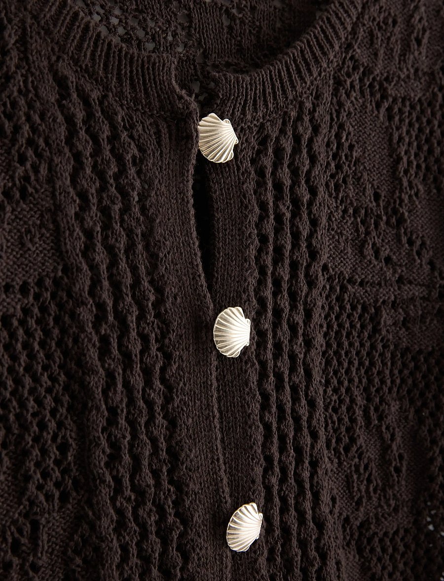 Lindex - Cardigan with crochet look - koftor - dark brown - 5